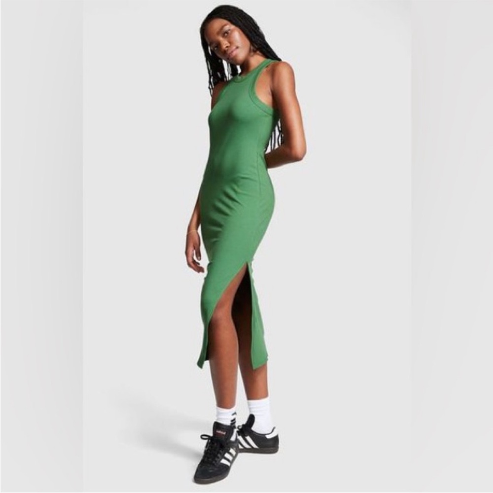 Victoria’s Secret PINK Ribbed Sleeveless Midi Dress in Green Size XS